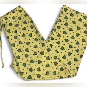 Shut Eye Made in USA sz M Yellow Frogs Cotton Sleepwear Pajama Pants y2k Lounge